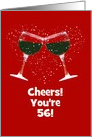 Cheers Red Wine Happy 56th Birthday Customizable card