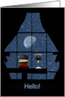 Wine and Books Hello Night Sky and Moon card