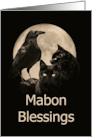 Wicca Mabon Autumn Equinox Blessings with Black Cats Raven and Moon card