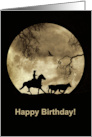 Country Western Cowboy Happy Trails Moon and Cattle Birthday card