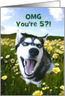 5th Birthday Custom Cover Cute Dog and Flowers card
