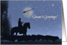 Season’s Greeting Cowboy Country Western Cattle Drive and St. Nick card