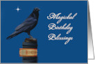 Raven or Crow and Magic Books Blessed Be Wicca Happy Birthday Custom card