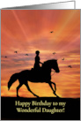 Daughter Birthday card with Horse and Rider in Pretty Sunset card