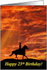 Happy 25th Birthday with Cowboy and Horse and Sunset Country Western card