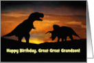 Happy Birthday T Rex and Triceratops Great Great Grandson Customize card