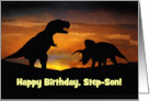 Happy Birthday T Rex and Triceratops for Step Son Custom card