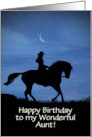 Aunt Birthday with Horse and Rider In the Moonlight Customizable card