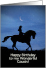 Cousin Birthday with Horse and Rider with Moon and Stars Custom Cover card