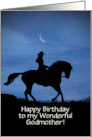 Godmother Happy Birthday Country Style with Horse Rider Customizable card