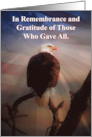 Memorial Day Remembrance and Gratitude Bald Eagle and American Flag card