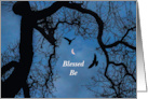 Wicca Inspired Happy Birthday with Ravens and Oak Tree Blessed Be card