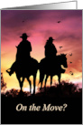 Congratulations on Moving Country Western Cowboy and Cowgirl card