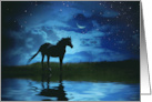 Horse Blank Fantasy Note Card with Crescent Moon and Starry Sky card