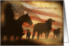 Cowboy American Flag with Steers Roundup Funny Vintage Grunge Look card