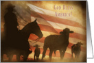 July 4th Patriotic Distressed Cowboy American Flag God Bless America card