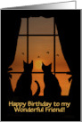 Happy Birthday for Friend with Cats in Window Customizable card