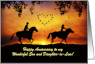 Country Western Happy Anniversary Cute Customizable For Son and Wife card