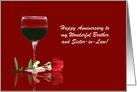Happy Anniversary Brother and Sister in Law Custom Wine and Rose card
