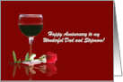 Happy Anniversary Dad Father and Stepmom Custom Cover Wine card