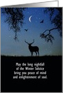 Custom Winter Solstice with Elk Ravens and Crescent Moon Starry Sky card