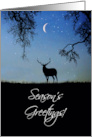 Season’s Greetings with Elk and Crescent Moon Starry Sky Nature card