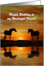 Horses and Sunrise Happy Birthday Wonderful Friend Custom card