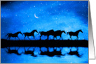 Winter Solstice Blessings with Galloping Horses Water Crescent Moon card