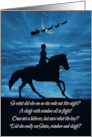 Merry Christmas Santa Sleigh Horse and Equestrian Moon and Stars card