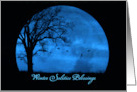 Beautiful Winter Solstice Oak Tree Winter Full Blue Moon Custom card