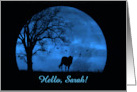 Horse and Blue Moon with Oak Tree Hello Custom Cover card
