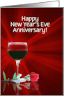 New Year’s Eve Anniversary With Wine and Rose Custom Text Front card