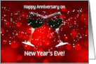 New Year’s Eve Anniversary with Wine and Snow Customizable card