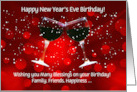 Happy Birthday on New Year’s Eve Toasting Wine Custom Text Front card