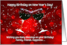 Happy Birthday on New Year’s Day Wine Custom Cover Funny card