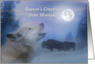 Montana Holiday Christmas Seasons Greetings Buffalo and Wolf Wildlife card