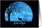 Holiday Elk and Moon with Oak Tree Silent Night Custom Front card