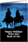 Happy Holidays From the Two of Us Cute Cowboy and Cowgirl Custom card