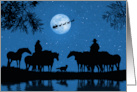 Western Christmas with Cowboy Cowgirl and Herd of Horses card