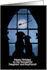 To Daughter and Boyfriend Christmas Holiday Custom Dogs in Window card