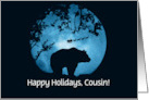 Cousin Happy Holidays Cute Wildlife Bear and Santa Custom Front card