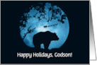 Godson Custom Text Bear and Santa Cute Happy Holidays card