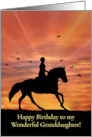 Granddaughter Horse and Rider in Sunset Happy Birthday card