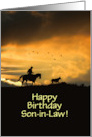 Son in Law Happy Birthday Cool Cowboy and Steer Customizable card