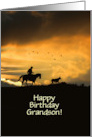 Grandson Happy Birthday Custom Front with Cowboy and Horse card