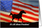 Fourth of July Freedom American Flag and Horse with BIrds card