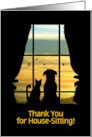 House Sitting Thank You with Cute Dog and At in Window Custom Text card