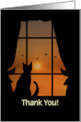 Thank You House Sitter Cat in Window Custom Cover Text card