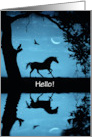 Hello Unicorn Owl Moon Raven Fantasy Custom Text Hi card