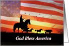 4th of July Country Western Cowboy God Bless American Freedom card